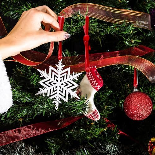 Daifunli 100 Pcs Christmas Velvet Ornament Strings Adjustable Ornament Hooks Non Slip Hangers Hooks Tree for Christmas Tree Decorations(Red) - Image 6