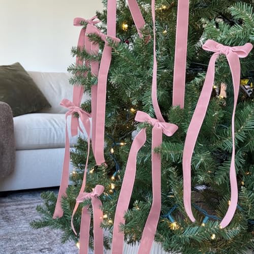 Daifunli 71"x20" Giant Pink Bow Christmas Tree Topper with 24 Velvet Bow - Image 6