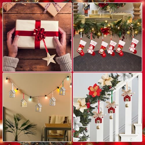 Hysagtek 120 Pcs Christmas Velvet Ornament Strings - Adjustable Ornament Hooks Non Slip Hangers Hooks for Christmas Tree Decorations(Red, Green, Brown, Khaki, Grey, Beige) - Image 7