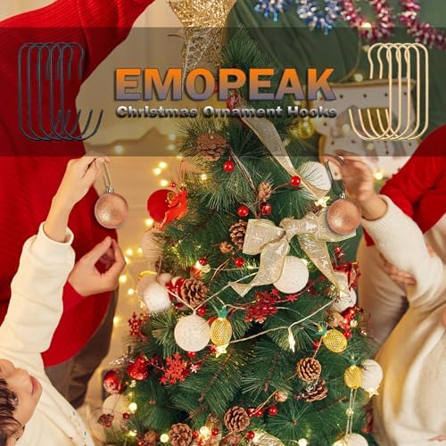 Emopeak Metal Christmas Ornament Hooks for Christmas Halloween Tree Ornament, 120Pcs Christmas Balls Hanging Hook Bendable Hangers 2 x 0.8 Inch C Shape Ornament for Party Decor Gold - Image 5