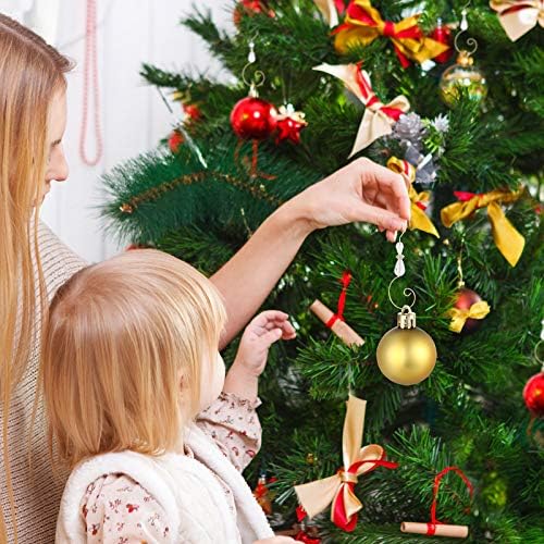 Ripeng 72 Pieces Hook Ornament Acrylic Wire Hook Decoration for Tree Hanger, Home Decor, 4 Styles (Gold Transparent Bead) - Image 7