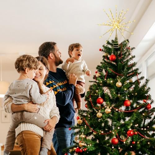 15-Inch Starburst Christmas Tree Topper with 150 LEDs & Remote, Gold - Image 6