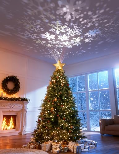 DG-Direct Christmas Tree Topper Lighted Star with Snowflake Projector, Gold - Image 6