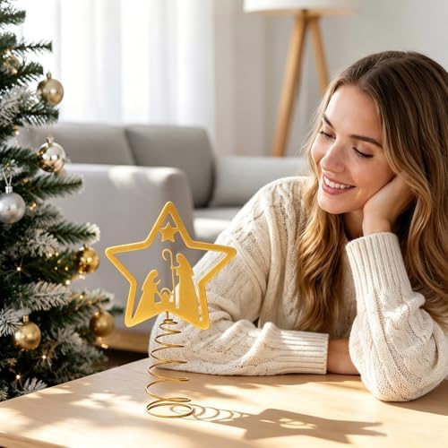 Soulchen Nativity Christmas Tree Topper Metal Star Nativity Scene - Image 6