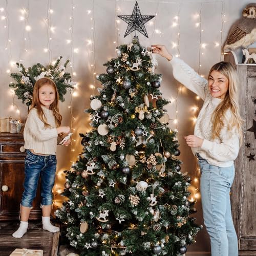 Bememo 8 Inches Glitter Star Christmas Tree Topper Shimmery,Gold, Black - Image 6