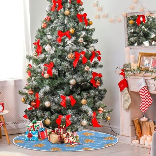 Snowflake Gingerbread Cookie Man Christmas Tree Skirt Small Xmas Tree Skirts Decorations 36 in Burlap Tree Mat Cover for 4 ft Trees Holiday Party - Image 6