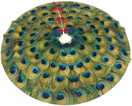 Peacock Feathers Circle Christmas Tree Skirt 48" for Xmas Halloween New Year Holiday Party Home Tree Mat Decor Ornaments Decoration - Image 7