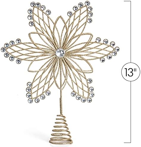 Flower Jewel Christmas Tree Topper - Gold Star Holiday Ornament Decoration - Image 6