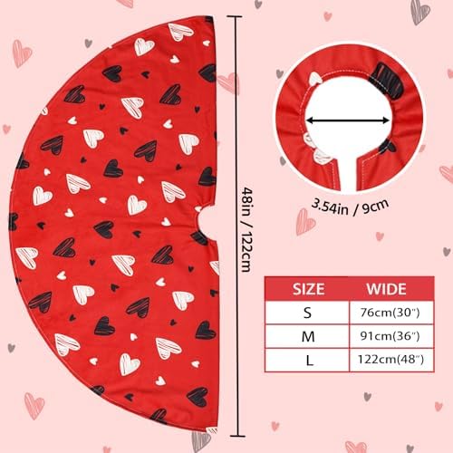 36 Inch Valentine's Day Tree Skirt Mat Short Plush Red Heart Tree Skirts for Indoor Outdoor Valentine's Day Tree Decoration(Red Heart) - Image 6
