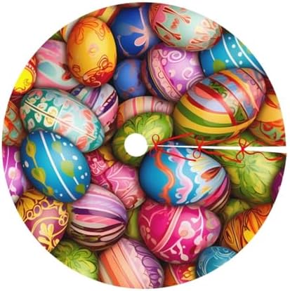 Christmas Tree Skirt, Colorful Easter Eggs Easter Spring Holiday Xmas Large Tree Mat, Party Decorations 30" inches - Image 7