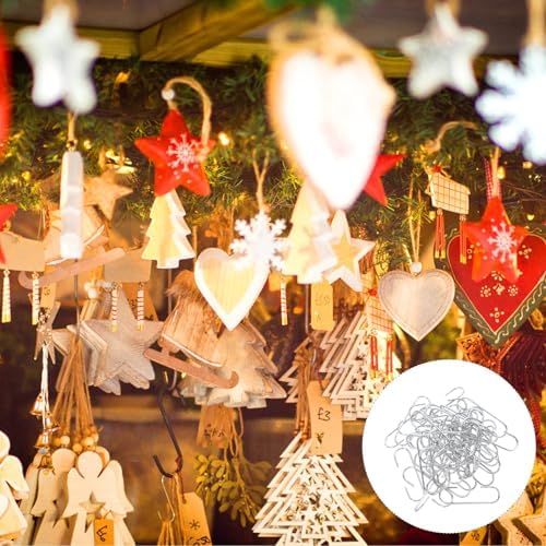 100pcs Christmas Tree Hanging Hooks Iron Silver for Ornament Display - Image 7