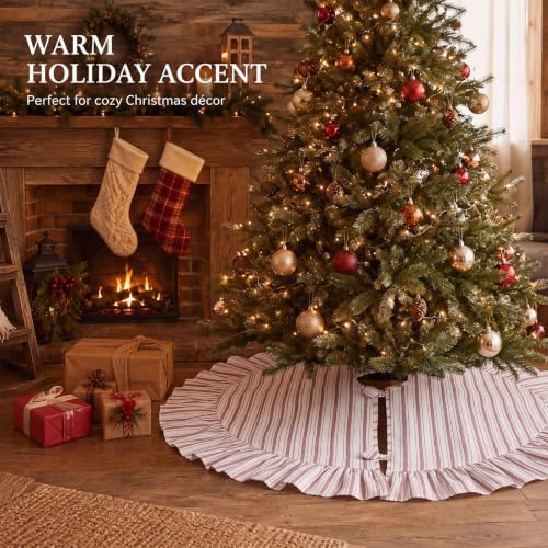 Sosation 36 Inch Vintage Christmas Tree Skirt Red White Striped - Image 6