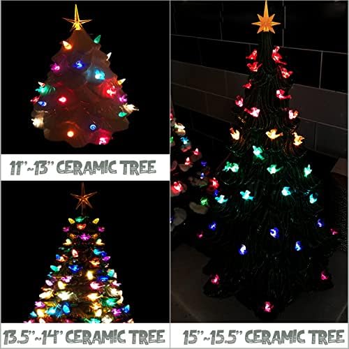 117Pcs Ceramic Christmas Tree Clear White Dove Bird Replacement Lights Bulbs and 1 Angel/3Stars Topper Ornament for Ceramic Tree D??cor - Medium Plastic Pegs. - Image 6