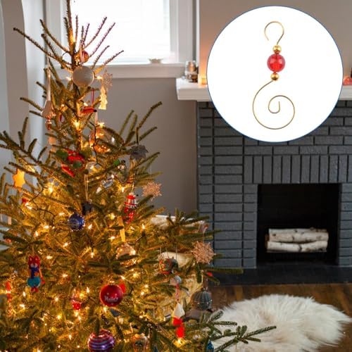 INCREWAY 100PCS Christmas Ornament Hooks, S-Shaped Metal Hooks, Decorative Hook with Crystal Beads for Hanging Ornaments, Decorations, Christmas Stockings - Image 7