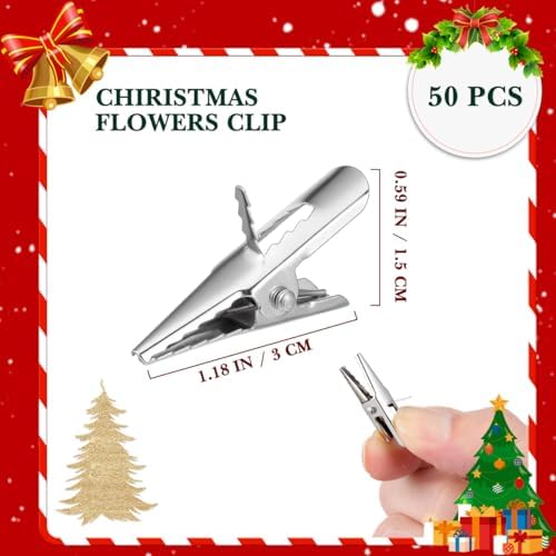 50Pcs Christmas Ball Ornament Clips Iron Metal Alligator Clips Spring Clamps Test line Crocodile Clip Baubles Hooks Hanger for Christmas Tree Decoration - Image 6