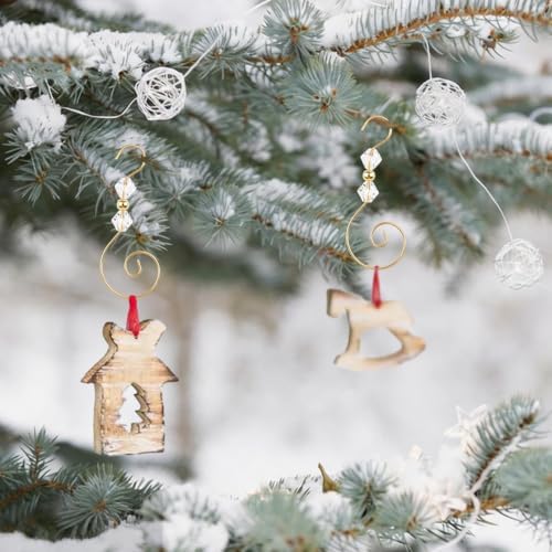 INCREWAY Wire Clear Diamond Bead Hooks, Christmas Ornament Hangers for Tree Garland Wreath Window, Festive Hanging Hooks with Faceted Crystal Bead, 60pcs, Gold - Image 5