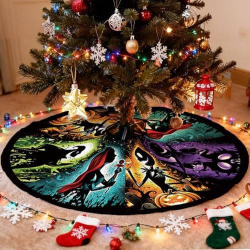Funny Halloween Tree Skirt 48 Inch October Skull Home Party Decor - Image 5