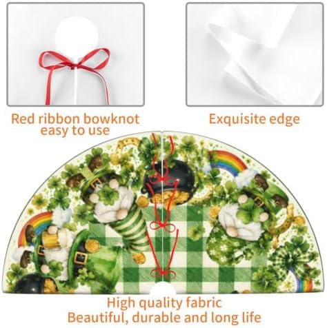 St.Patrick's Day Gnome Christmas Tree Skirt Tree Mat for Xmas Holiday Party Decorations Indoor Outdoor 36 Inch - Image 6