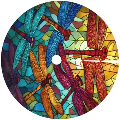 Christmas Tree Skirt, Summer Colorful Dragonfly Xmas Large Tree Mat, New Year Festive Holiday Party Decorations 30" inches - Image 7