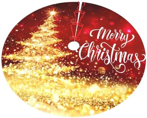 Christmas Tree Skirt Glitter Red Gold Christmas Tree 48 Inch for Xmas New Year Nightmare Before Christmas Decorations Lobby Home - Image 7