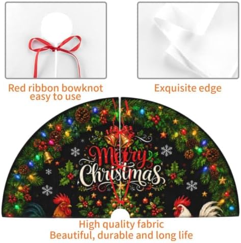 Christmas Rooster Christmas Tree Skirt Tree Mat for Xmas Holiday Party Decorations Indoor Outdoor 36 Inch - Image 6