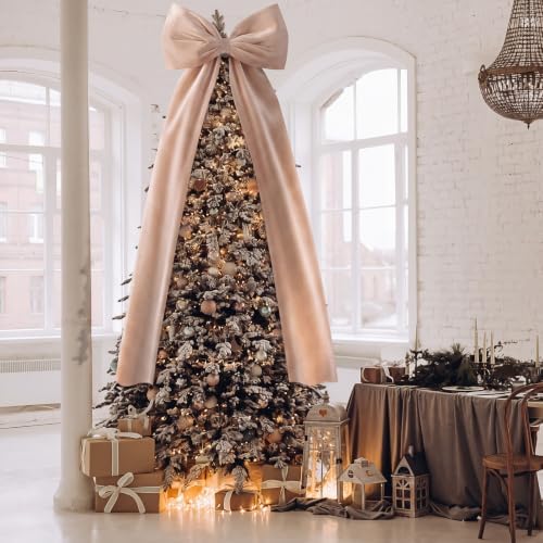 Knitgrip Extra Large Velvet Christmas Tree Topper Bow, Champagne, 71 Inch - Image 6