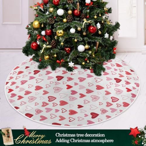 SUABO Valentine's Day Love Hearts 48 Inch Christmas Tree Skirt, Soft Xmas Tree Mat for Party Decoration Holiday Decor Christmas Decorations Indoor Outdoor - Image 6