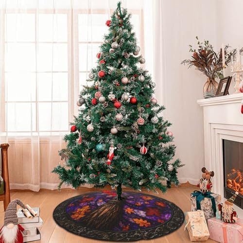 Fall Autumn Halloween Witch's Broom 30 36 48 Inch Christmas Tree Skirt Carpet Mat Funny Party Decor Supplies for Xmas Halloween Decorations Occasion - Image 7