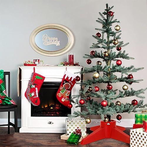 Blissun Christmas Tree Stand, Xmas Tree Base Stand, Christmas Tree Holder for Real Trees, Fits up to 8FT Real and Artificial Trees, Red - Image 6