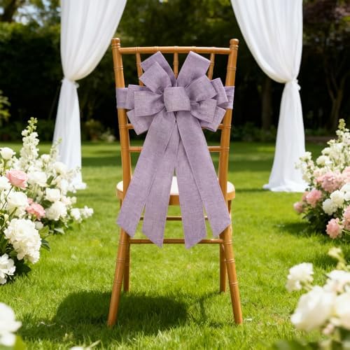 Purple Large Bow for Wreath Tree Topper 11x21 Inch Linen Texture Wired Ribbon Big Bows for Front Door Spring Easter Halloween Decor Gift - Image 5