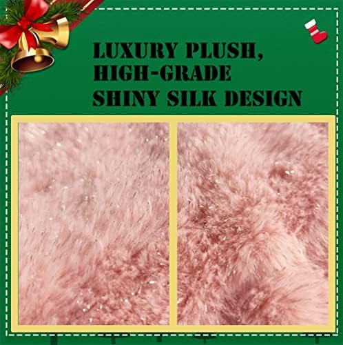 AOGU 36 Inch Faux Fur Christmas Tree Skirt Pink Shiny Plush Skirt for Merry Christmas Party Christmas Tree Decoration - Image 6