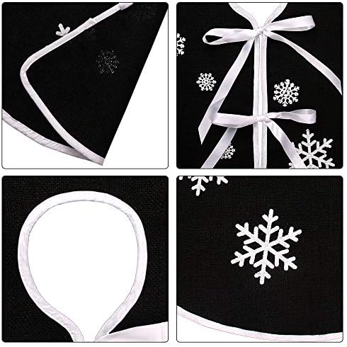 N&T NIETING Christmas Tree Skirt, 30 Inch Rustic Burlap Tree Skirt with Snowflakes Printed Christmas Tree Mat for Halloween Xmas Holiday Party Decoration, Black - Image 6