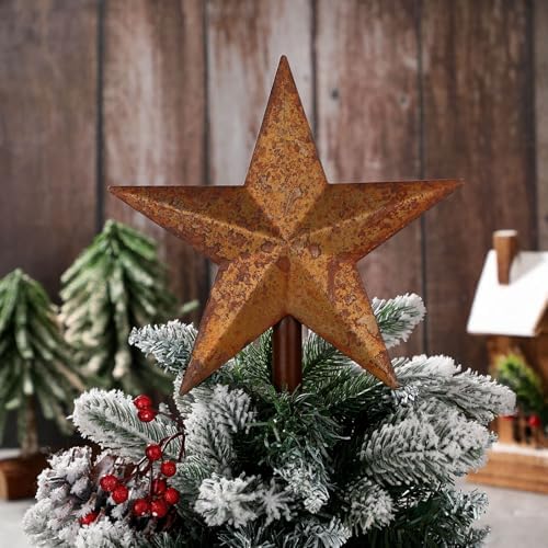 Morningro 12'' Rusty Christmas Star Tree Topper Metal Tree Topper, Classic - Image 7