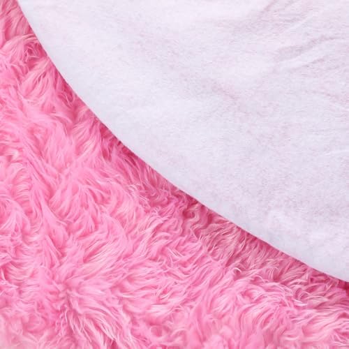 Sattiyrch Faux Fur Christmas Tree Skirt,Pink Xmas Decorations for 5ft Christmas Tree (Pink, 36in) - Image 7