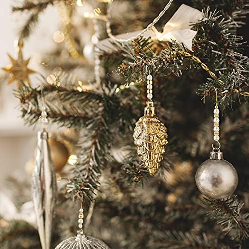 Moxweyeni 35 Pieces Christmas Ornament Hooks Acrylic Gold Wire Ornament Hangers Decorative Crystal Wire Hook Christmas Decor Christmas Tree Decorations Hooks for Home Decor, 5 Styles - Image 7