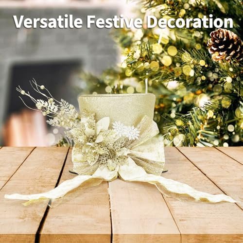 Garvee Luxury Sparkling Santa Hat Christmas Tree Topper with Bow, Snowflakes | 25Cm - Image 7