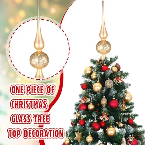 Gejoy Mercury Glass Christmas Finials Tree Topper Gold Ornaments - Image 6