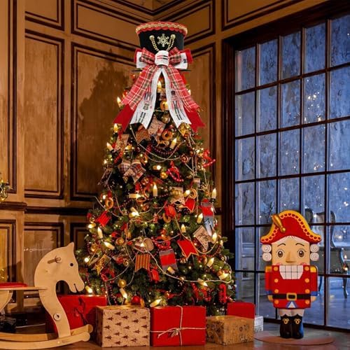 Nutcraker Christmas Tree Topper Hat, Christmas Buffalo Plaid Tree Topper - Image 7