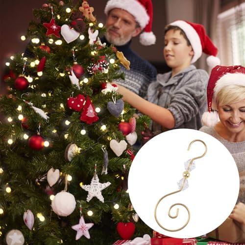 INCREWAY Christmas Ornament Hooks, 30PCS S-Shaped Hangers Hook Christmas Ornament Metal Hooks with Crystal Bead - Image 6