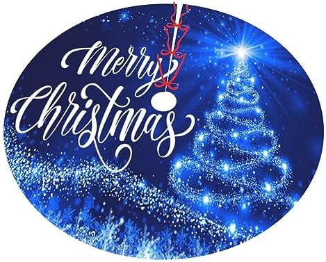 Christmas Tree Skirt Merry Christmas Blue Snow Tree 48 Inch for Xmas New Year Nightmare Before Christmas Decorations Lobby Home - Image 7