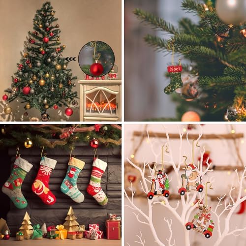 Ornament Hooks, 100 Pcs Christmas Ornament Hooks for Christmas Trees, Ornament Hangers, Metal Wire Christmass Trees Hooks, Chrismas Trees Ornaments for Xmas Chrismas Party Balls Decorations, Gold - Image 7