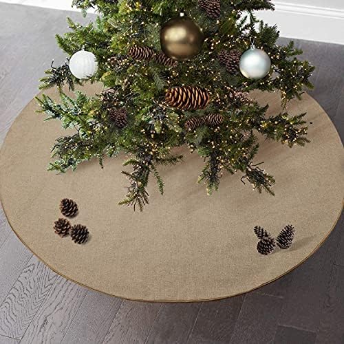 Fall Burlap Tree Skirt, 48 inch Rustic Farmhouse Christmas Tree Decorations - Image 6