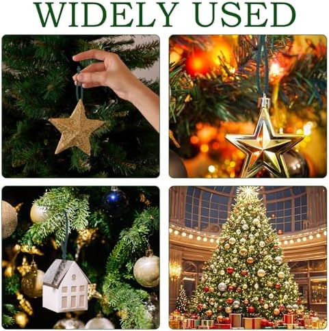 100Pcs Green Decorative Ribbons for Christmas Tree Hanging Ornaments Supplies, Small Adjustable Non Slip Ornament Hooks Decorations Supplies for Xmas Tree - Image 7