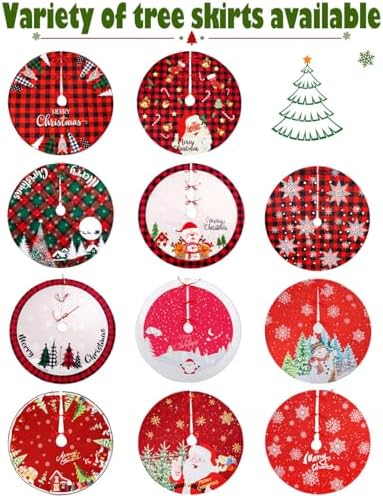 Multiwins 48 Inch Red Santa Claus with Snowflake Christmas Tree Skirt for Holiday Party Christmas Decorations - Image 6