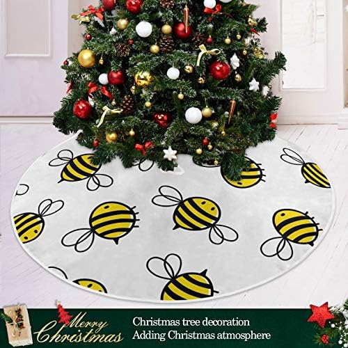 Blueangle Flying Bumble Bees Christmas Tree Skirt - 35.4 inches Large Tree Skirt, Tree Holiday Decorations for Christmas Decorations Xmas Ornaments - Image 6