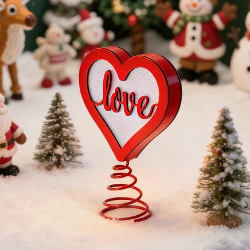 Fangoo 7.8 x 6 Inches Red Wooden Heart Tree Topper for Valentine's Day Decoration with Led Light Romantic Wooden Love Tree Toppers Ornaments for Party Decoration Wedding Home Decor Couple Gifts - Image 7