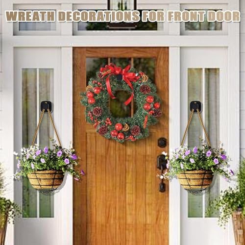 Ornament Hooks,Upgraded Suction Cup Hooks, Wreath Hangers for Front Door, Towel Racks, 2 in 1 Mantle Hanger, No Drill Garland Fireplace Stocking Hanger, for Christmas, Holiday, New Year (Black, 2) - Image 7
