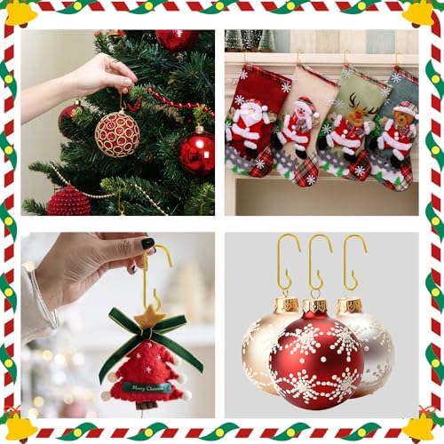 Christmas Ornament Metal Hooks Hangers, 200PCS Gold Bendable Metal Wire Hanging Hook for Christmas Tree Decoration Easter Egg Hangers Halloween Party Decoration - Image 7