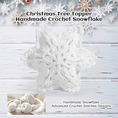 Syhood 10 Inch Snowflake Christmas Tree Topper, Crochet Snowflake Decor - Image 6