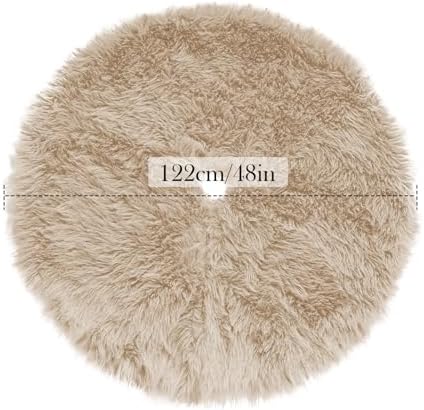 48 Inch Plush Christmas Tree Skirt Brown, Fluffy Faux Fur Tree Skirt for Christmas Holiday Party Decorations - Image 5